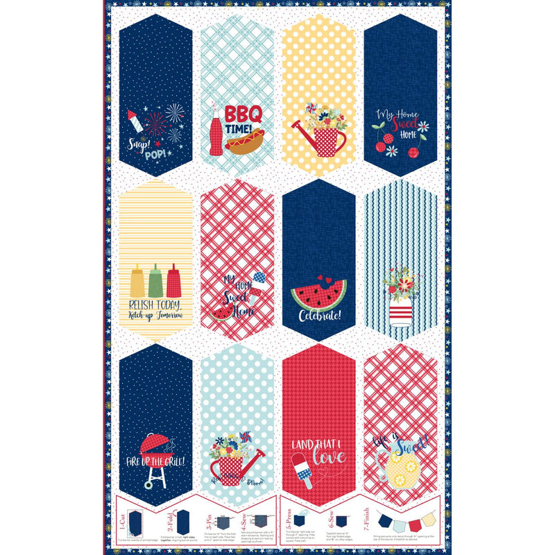 Red White & Bloom Pennant Panel