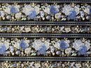 Royal Plume -  Metallic Floral Stripe - Black 1-1/2 yard