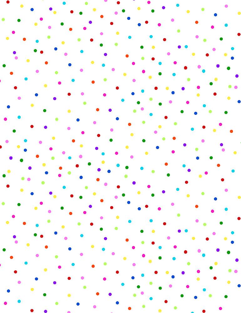 Scattered Multi Colored Dots White