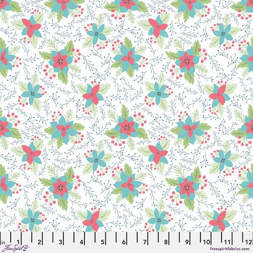Snowy Weather Flannel Poinsettias - White