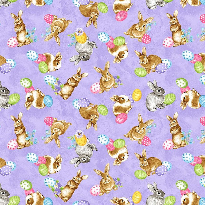 Spring is Hare Bunny Tossed Bunnies - Purple