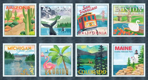 Stateside - State Blocks Panel - Gray – Bits 'n Pieces Quilt Shop