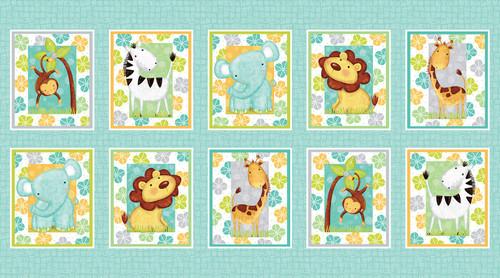 Sweet Safari - 24" Block Panel - Aqua
