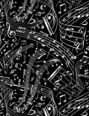 Swirling Musical Notes - Black