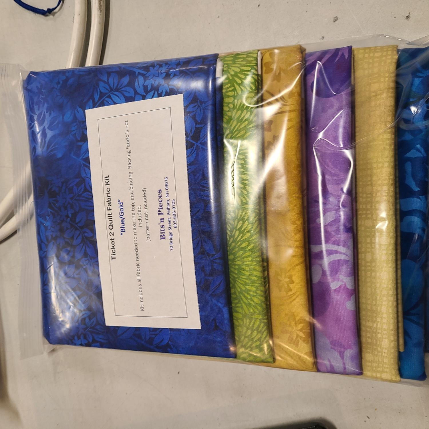 Ticket 2 Quilt Blue/Gold Quilt Kit Bits 'n Pieces Quilt Shop