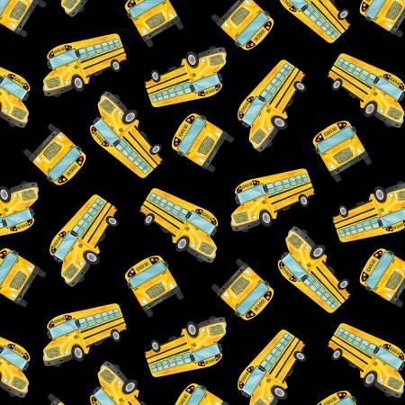 Too Cool for School  - Tossed Yellow School Buses - Black
