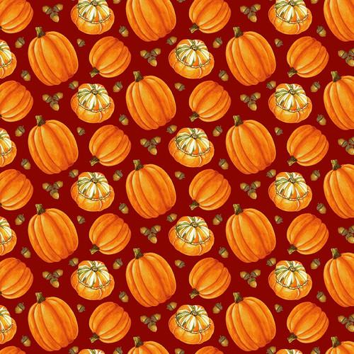 Turkey Talk Pumpkins & Acorns - Burgundy/Multi
