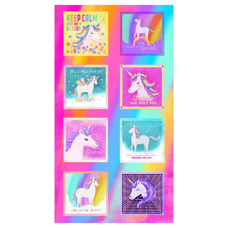 Unicorn Love - 9" Squares Panel - Multi