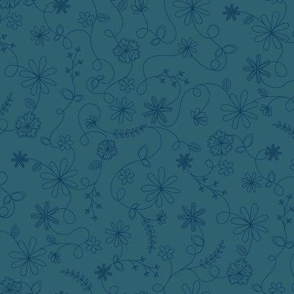 Vintage Flora - Swirl Floral - Blue