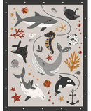 Water Babies 36" Panel - Medium Gray