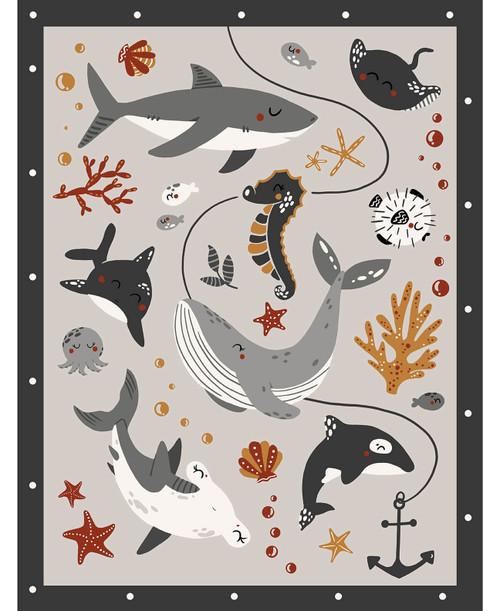 Water Babies 36" Panel - Medium Gray