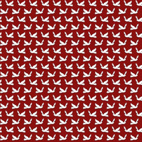 Winter White Snow Birds - Red