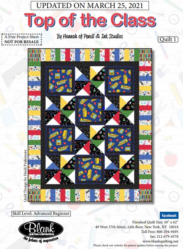 Top Of The Class Quilt Pattern
